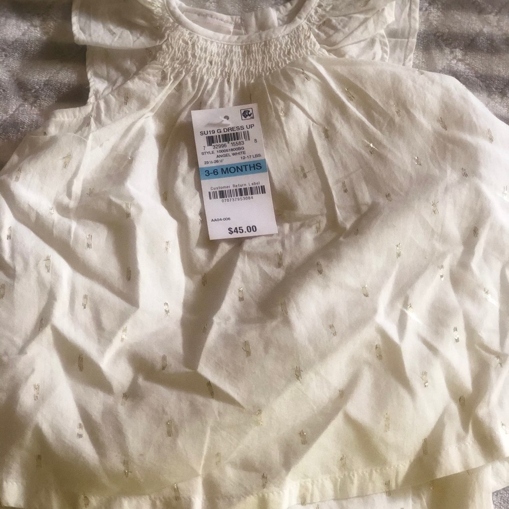 First Impressions Metallic Print Cream Romper
